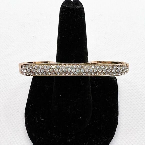 Triple rhinestone studded gold tone ring - Picture 1 of 7